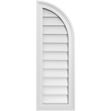 Ekena Millwork Quarter Round Top Right Surface Mount PVC Gable Vent w/ 2"W x 1-1/2"P Brickmould Frame, 12"W x 34"H GVPQR12X3402SN
